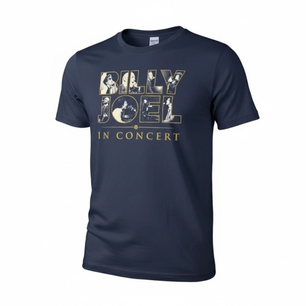 Billy Joel In Concert T-Shirt Navy Blue Bella Canvas Mens 2XL Graphic Tee